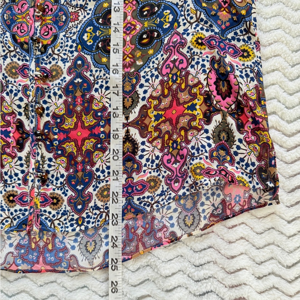 Veronica Beard Multicolor Sura Printed Button-Front Long Sleeve Boho Blouse Sz 6 - Picture 9 of 9